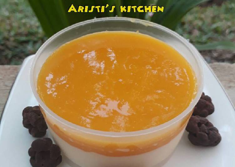 resep Panna cotta puding with mango compote