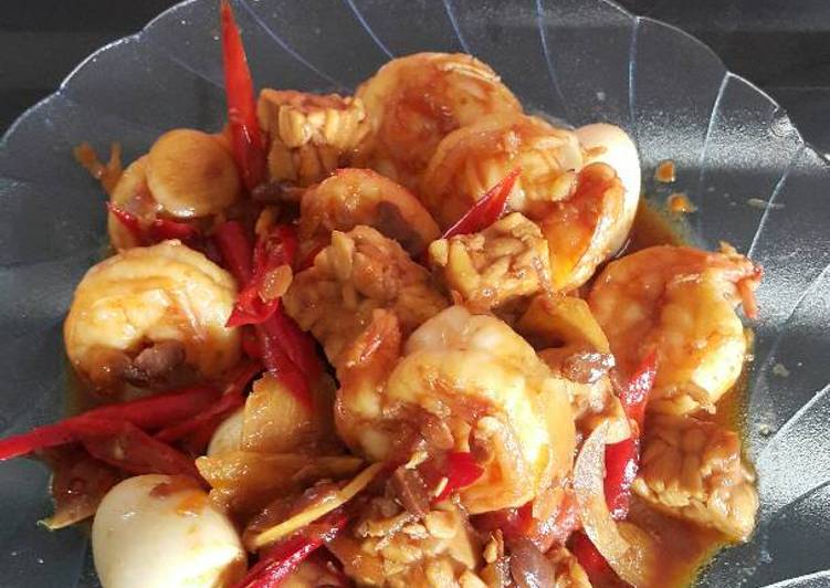 resep lengkap untuk Taoco udang tumis tempe telor puyuh