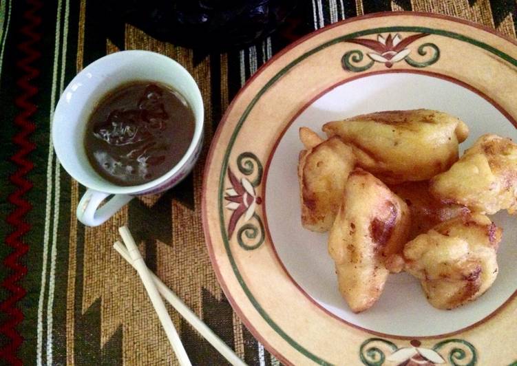 Resep Nangka goreng tepung isi ketan dan saus kinca - Sharra Aprilazisa