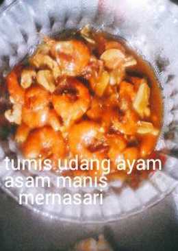 Tumis udang ayam asam manis