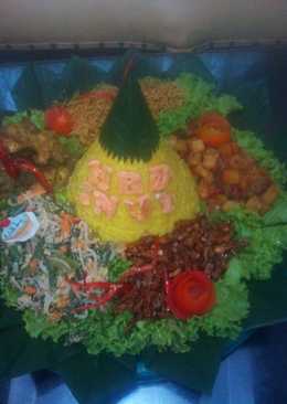 Tumpeng komplit 5 porsi (nasi kuning)