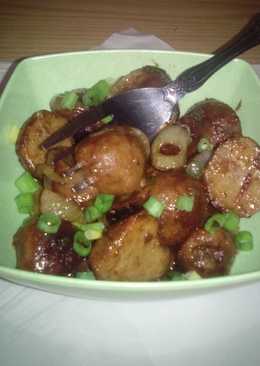 Oseng Bakso Tempe Bakar dengan Bawang Bombai