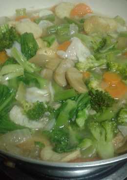 Cah sayuran withÂ  jamur dan egg tofu