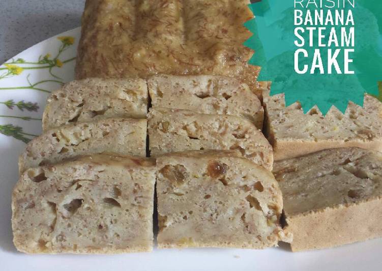 bahan dan cara membuat Raisin banana steam cake (bolu pisang kismis kukus)