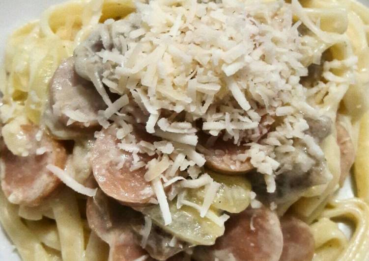 resep masakan Fettuccine Carbonara ala Pizza Hut Simple dan Endeeees Bangeet