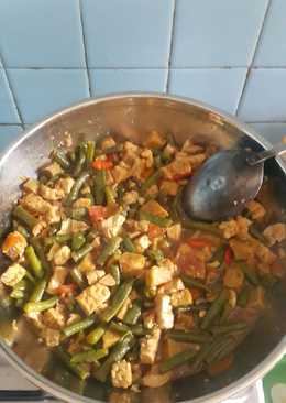Tumis kacang panjang kekyan tahu tempe