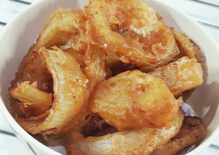 bahan dan cara membuat Onion Rings crispy