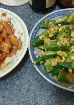 Tumis sayur okra+telur asin