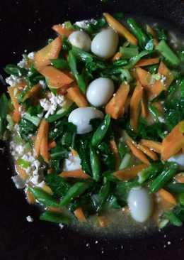 Orak arik tahu sayuran telur puyuh