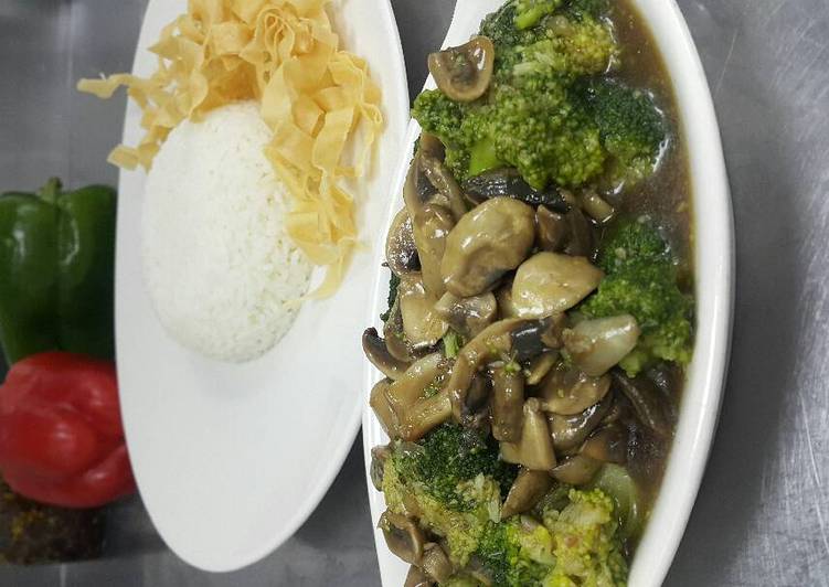 resep masakan Tumis jamur dan brokoli saus tiram