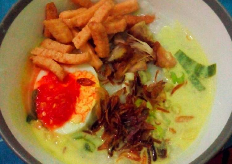 resep lengkap untuk Bubur ayam kuah opor