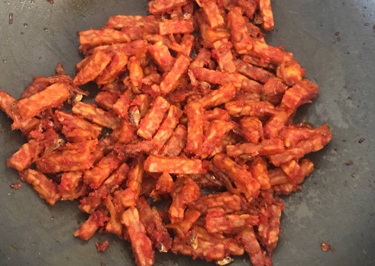 gambar untuk cara membuat Sambel tempe teri kering