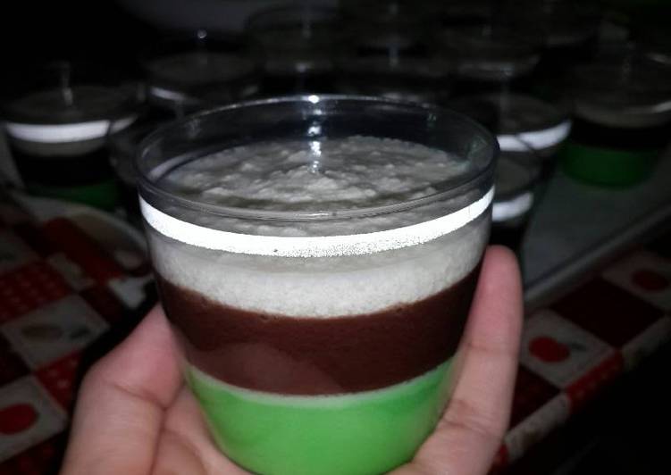 cara membuat Puding pelangi keto