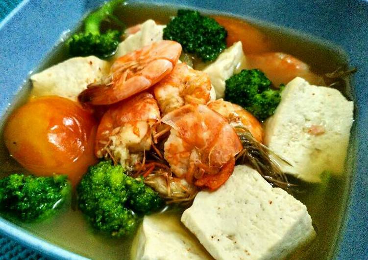 bahan dan cara membuat Sup Udang Tahu (Eat Clean Series)