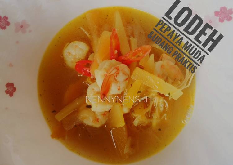 resep lengkap untuk Sayur Lodeh Pepaya muda & udang praktis