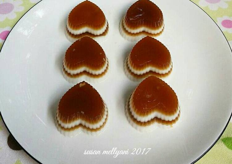 resep lengkap untuk Puding santan gula merah