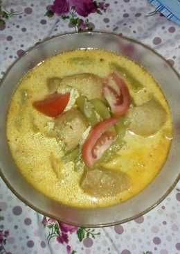 Santen kuning buncis, tahu pong,