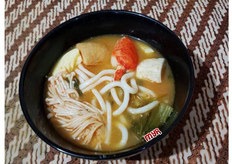 cara membuat Udon kuah tomyam bakso seafood