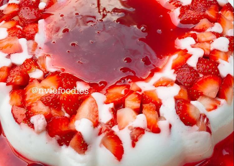 gambar untuk cara membuat PUDING BUSA STRAWBERY with SAUCE