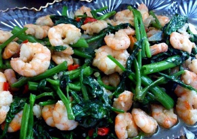 resep lengkap untuk Kangkung cah udang