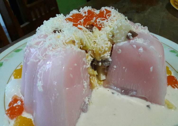 resep makanan Strawberry pudding with fruit salad