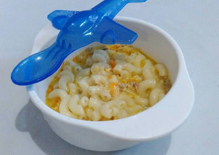 resep lengkap untuk Mpasi macaroni saus keju (bayi 10 bulan)