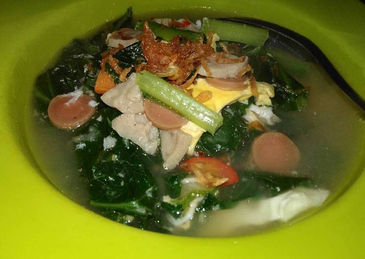 resep makanan Sawi hijau / caisim ala kuah indomie rasa kaldu ayam