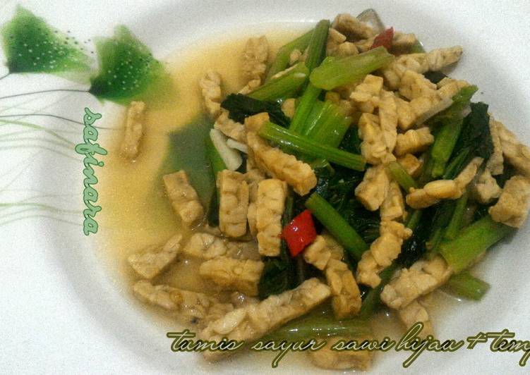 resep makanan Tumis sayur sawi hijau pluss tempe