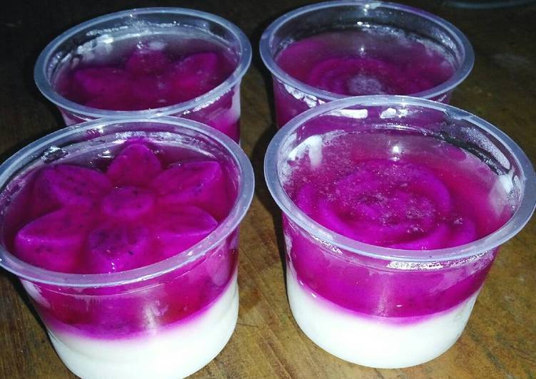 resep makanan Pudding susu buah naga