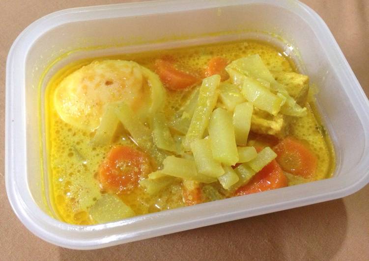 Resep Sayur Santan Labu Siam, Wortel, Tahu dan Telur