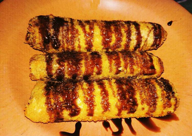 resep lengkap untuk Roti gulung goreng keju coklat