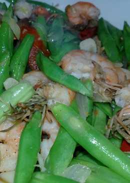 Tumis buncis dan udang