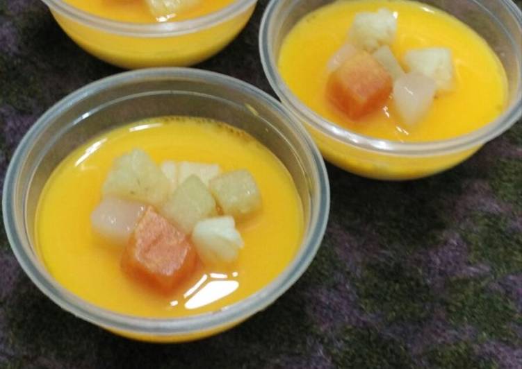 resep masakan Puding sutra syrup orange dengan buah