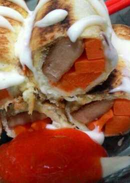 Rolade roti sosis sayur tanpa telor