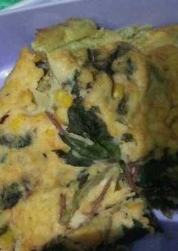 Omlette bayam merah