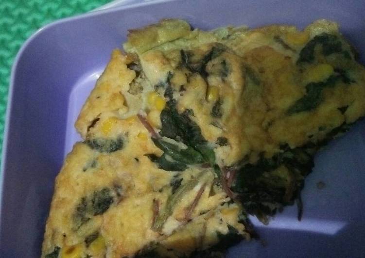 Omlette bayam merah