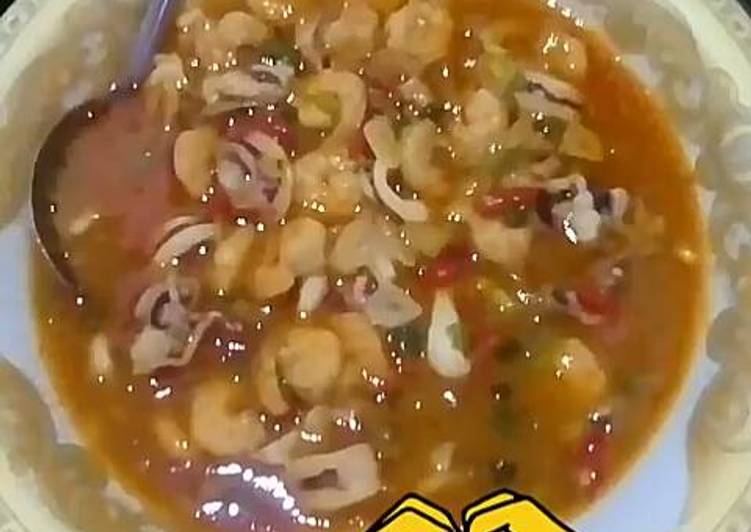 gambar untuk resep Udang cumi saos padang