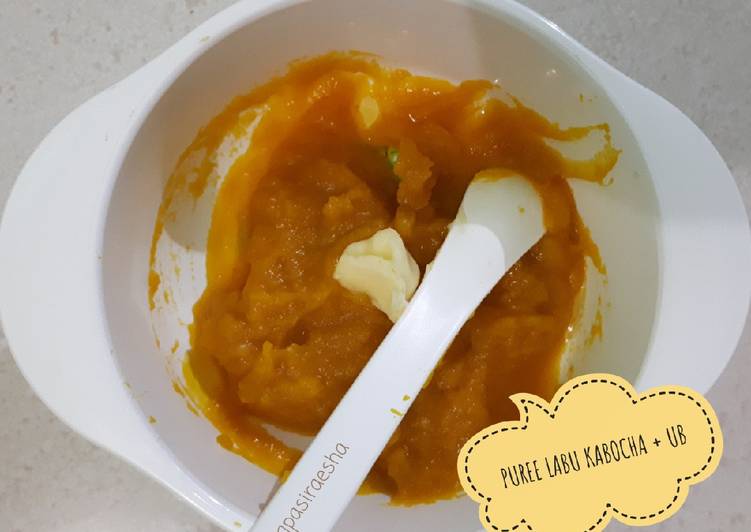 resep lengkap untuk Puree labu kabocha + ub (6m+)