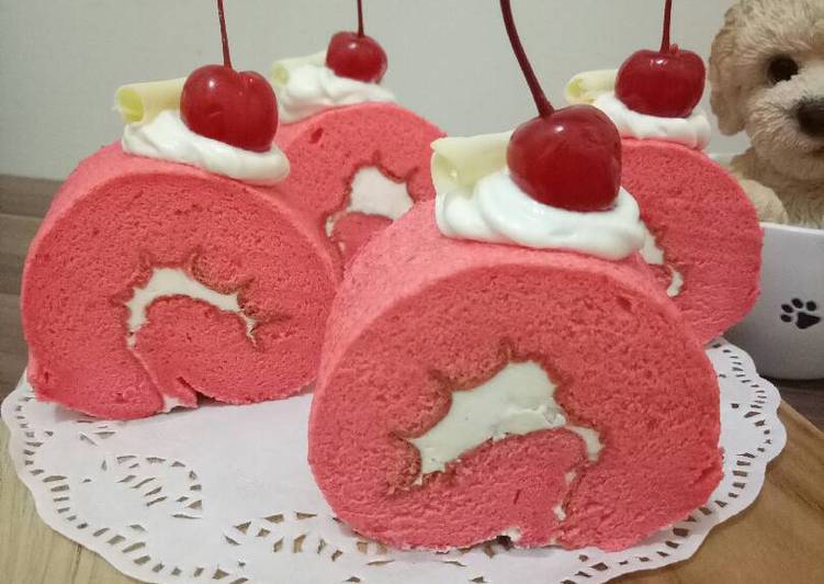 cara membuat Strawberry Japanese Rollcake #cookpadpeduli#kankerpayudara