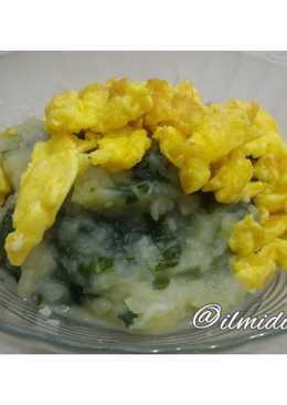 Bubur Kentang Bayam with Scramble Egg