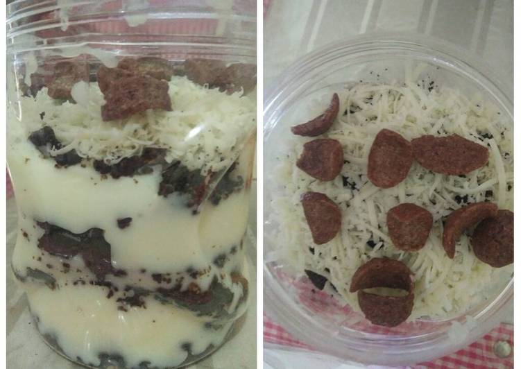 bahan dan cara membuat Oreo Cheese Cake Lumer with Koko Krunch Topping