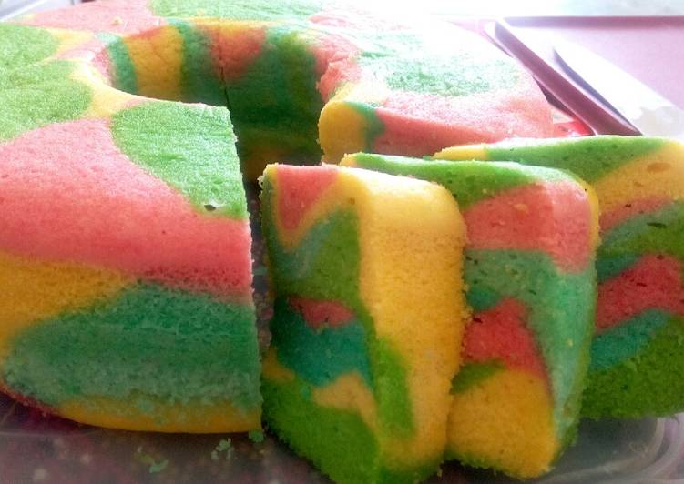 cara membuat Rainbow cake kukus