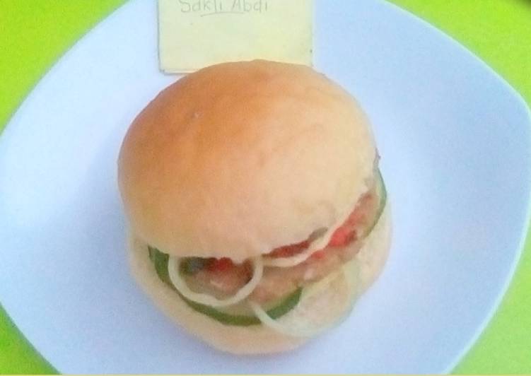 resep makanan Burger tempe vegetarian makyuuss (plus resep rotinya)