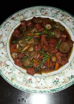 Mushrom sosis with teriyaki sauce