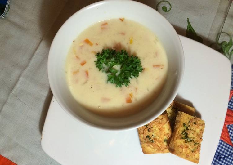 resep lengkap untuk Cream Soup & Garlic Bread