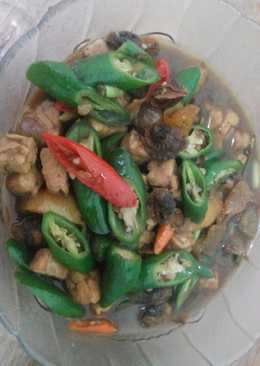 Tumis kerang, tempe cabe hijau