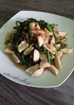 Tumis kangkung terasi dan bakso ayam