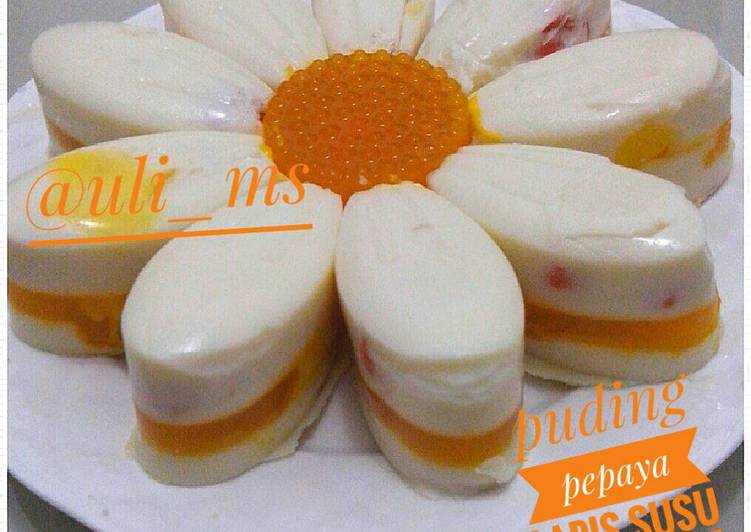 Resep Puding pepaya lapis susu dan jeruk By Uli Marsinta Sianturi
