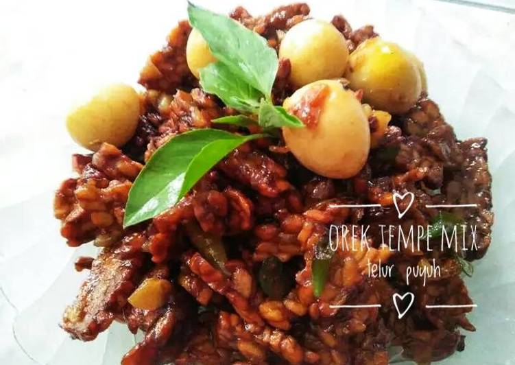 resep masakan Orek Tempe Mix Telur Puyuh Cabe Ijo