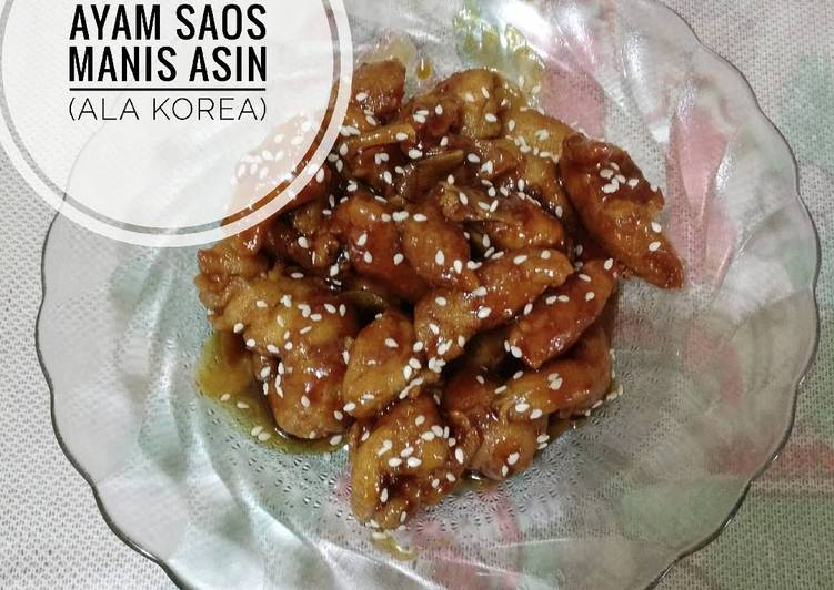 bahan dan cara membuat Ayam Saos Manis Asin (ala korea)